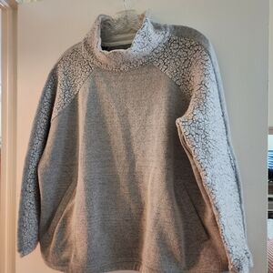 Prana Gray and Cream Cowl Neck Sweater